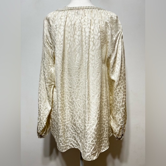 Rebecca Taylor 100% Silk Double Bow Tie Leopard and Polka Dot Blouse - Picture 4 of 7